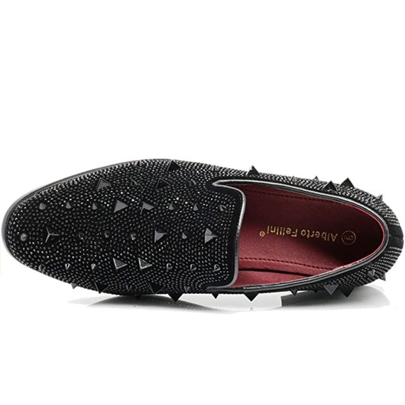 Men's Spike Pointy Toe Punk Studded Rivet Loafers Casual Dress Slip On Shoes s24 - Picture 3 of 3